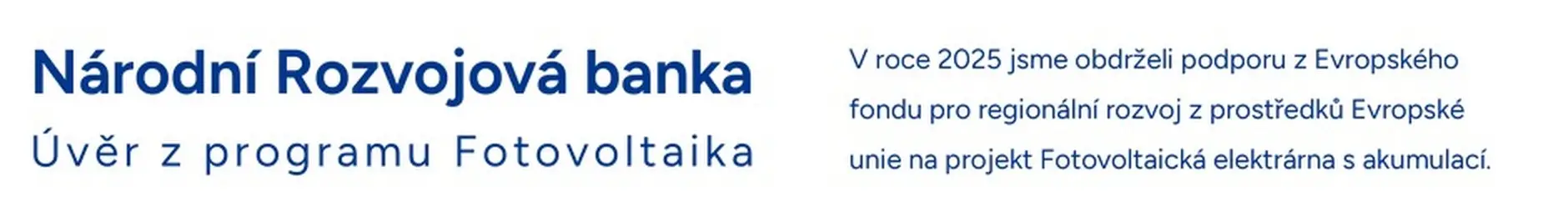 Národní rozvojová banka -Úvěr z programu Fotovoltaické systémy
